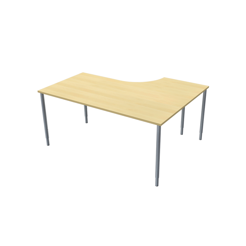 Hörnbord Vänster 800 X 1600 X 1200 X 600 björk/silver