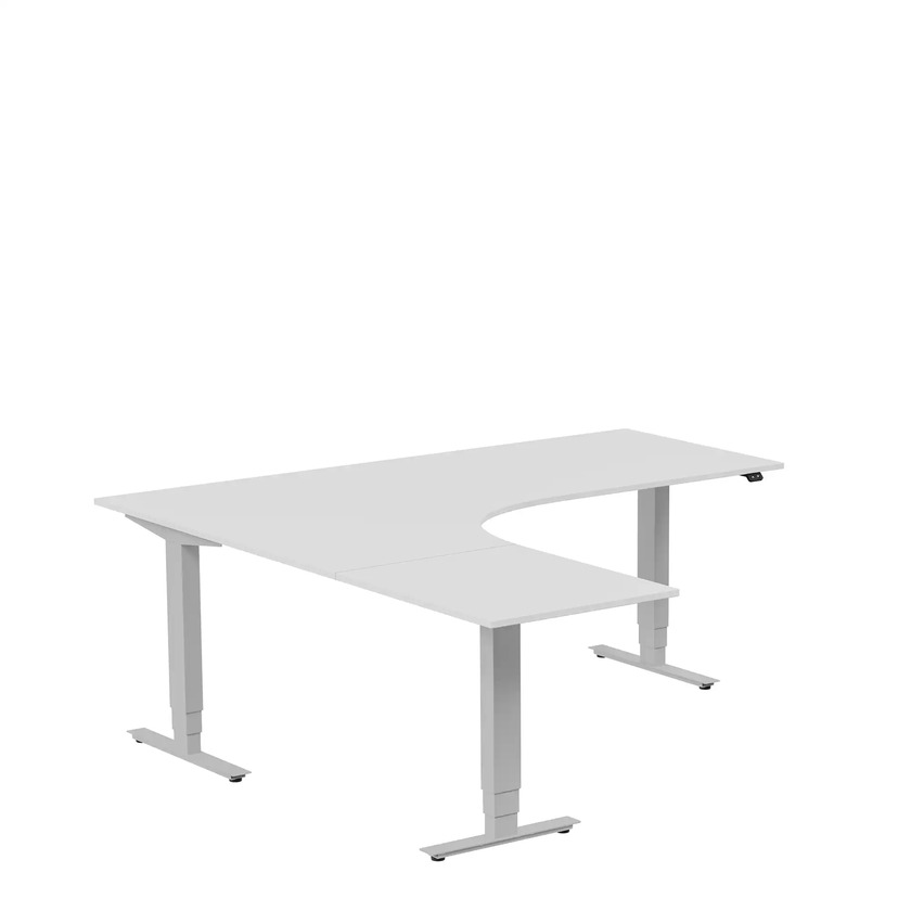 Ergofunk Max 3-ben Vänster 1800 x 2000 ljusgrå/silver