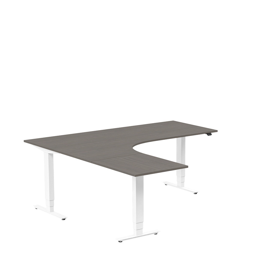 Ergofunk Max 3-ben Vänster 1800 x 2000 mörk ask/vit