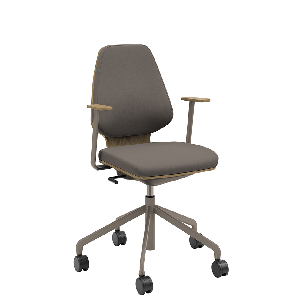 Råshult ek, armstöd, stativ champagne, tyg Cura Loop 61168