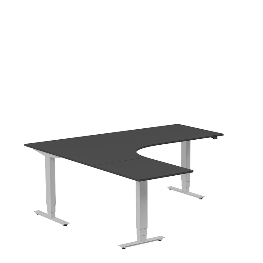 Ergofunk Max 3-ben Vänster 1800 x 2000 svart/silver