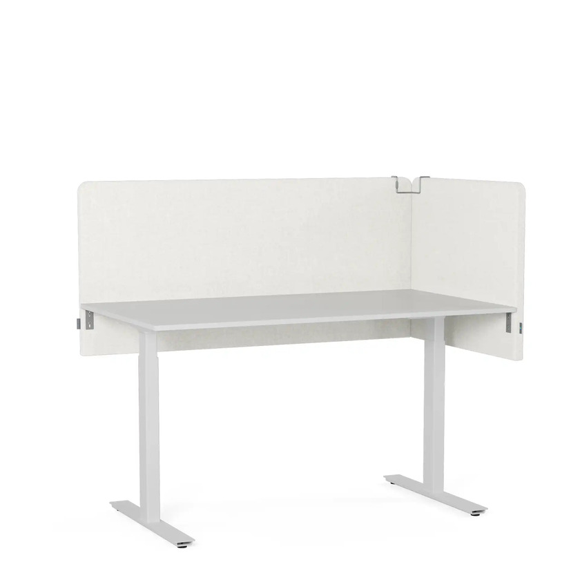 Bordsskärm Selma Off-White ihopkopplad med sidoskärm.