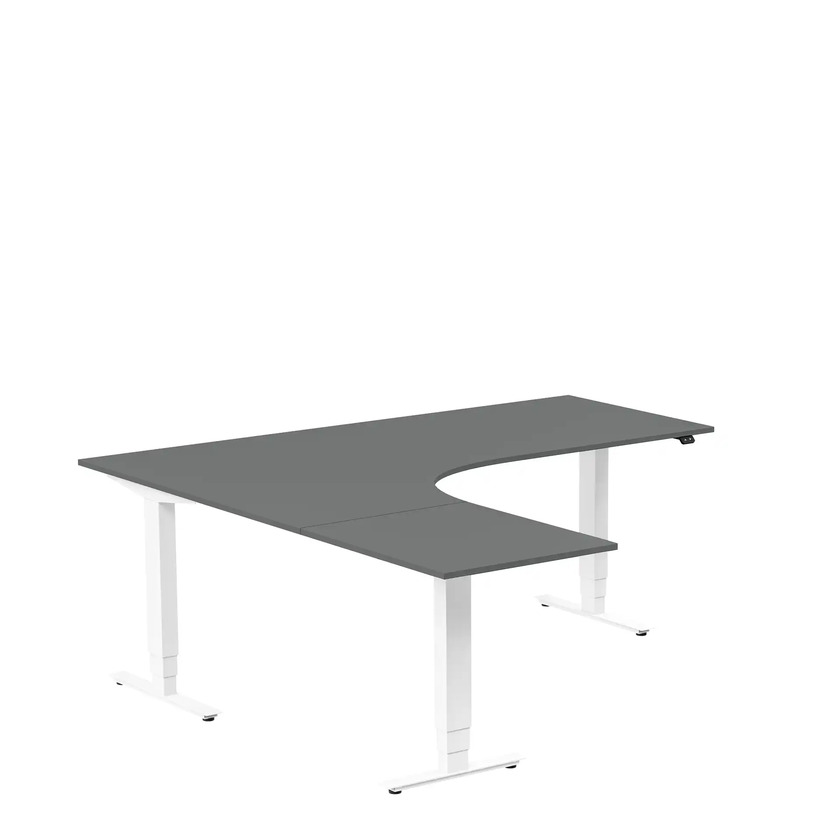 Ergofunk Max 3-ben Vänster 1800 x 2000 mörkgrå/vit