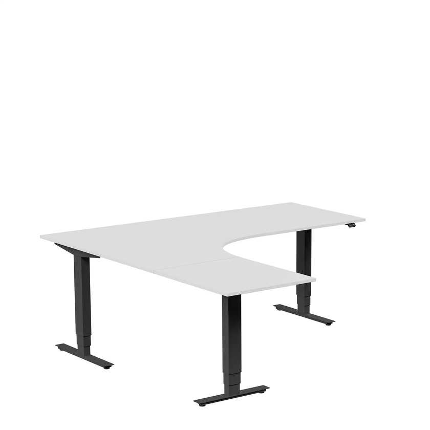 Ergofunk Max 3-ben Vänster 1800 x 2000 ljusgrå/svart