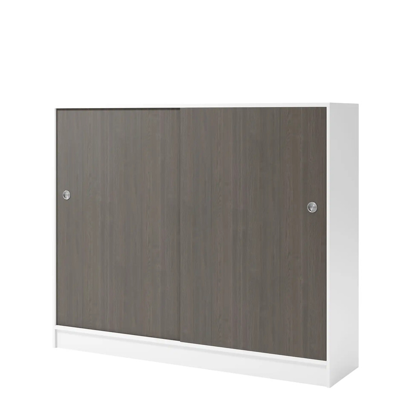 Cabinet with sliding doors White/Dark ash 3207