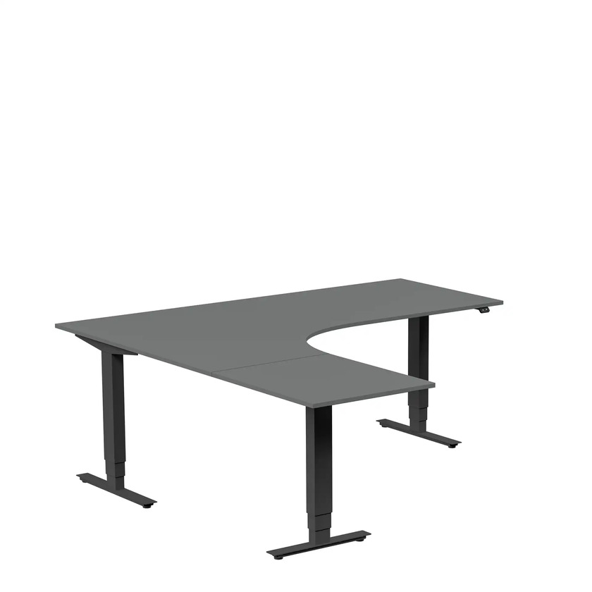 Ergofunk Max 3-ben Vänster 1800 x 2000 mörkgrå/svart