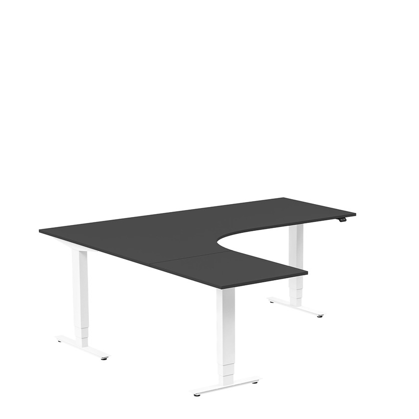 Ergofunk Max 3-ben Vänster 1800 x 2000 svart/vit