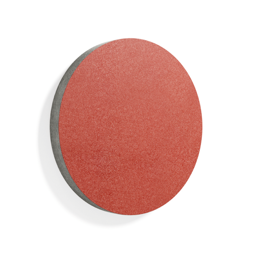 Ljudabsorbent Soft rostfärgad med diameter 500 mm sedd från sidan med kanten synlig och med skugga.