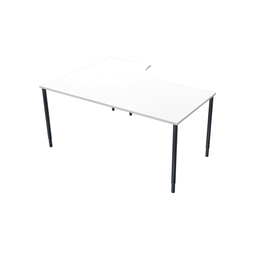 Hörnbord Höger 800 X 1600 X 1200 X 600 vit/svart