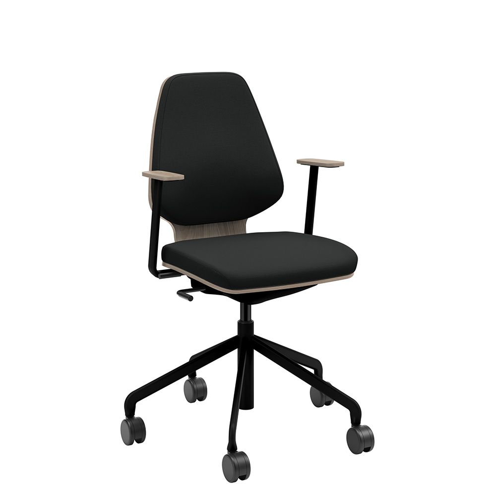 Råshult ask, armstöd, stativ svart, tyg Cura Loop 60999