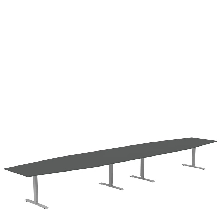 Conference table 5600 X 1200 X 800 dark grey/silver, rectangular stands