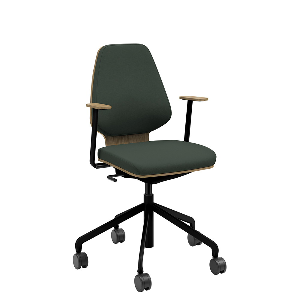 Råshult ek, armstöd, stativ svart, tyg Cura Loop 68182
