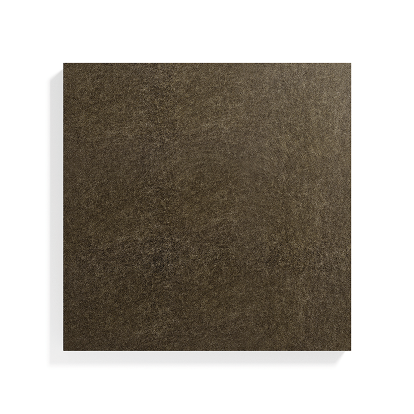 Väggabsorbent Solid i brun färg med kvadratisk form med skugga synlig i bakgrunden.
