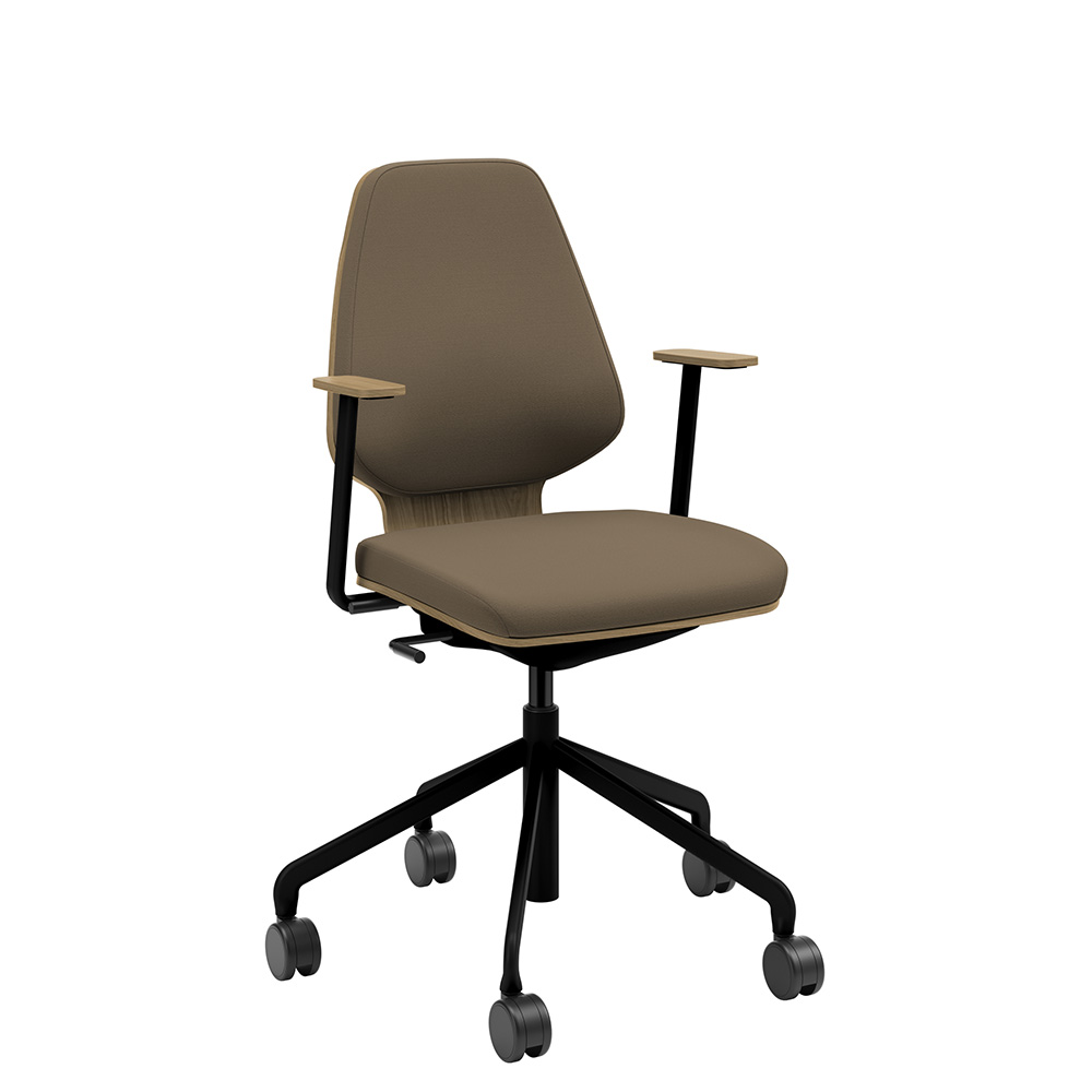 Råshult ek, armstöd, stativ svart, tyg Cura Loop 61233