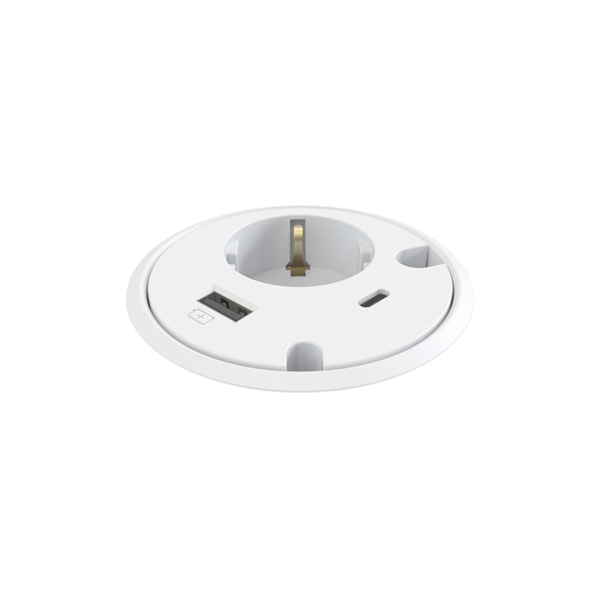 Powerdot 1 EL/1 USB A/ 1 USB C, 79 mm, vit