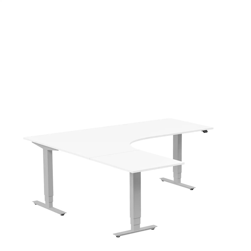 Ergofunk Max 3-ben Vänster 1800 x 2000 vit/silver