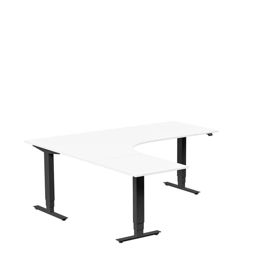 Ergofunk Max 3-ben Vänster 1800 x 2000 vit/svart