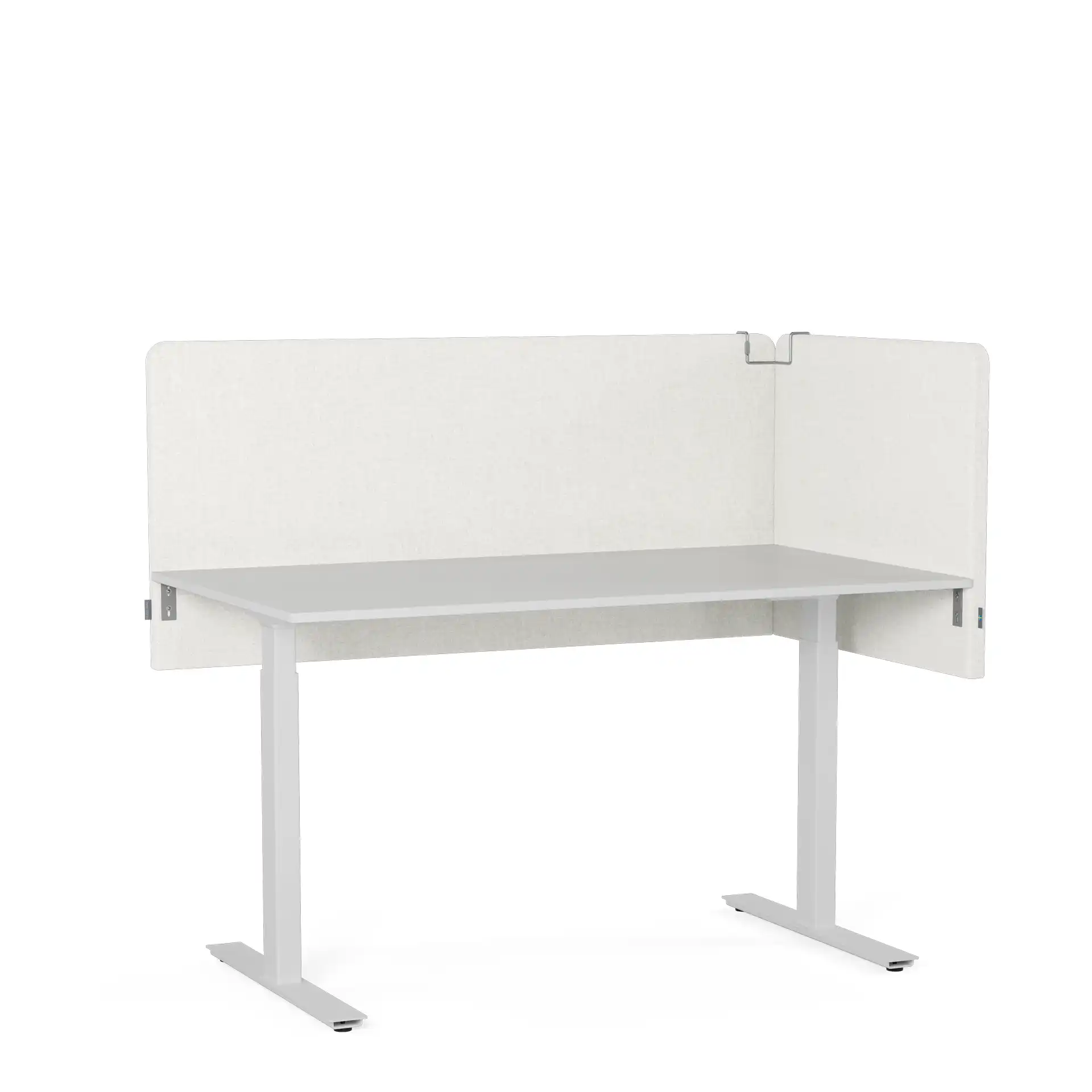 Bordsskärm Selma Off-White ihopkopplad med sidoskärm.