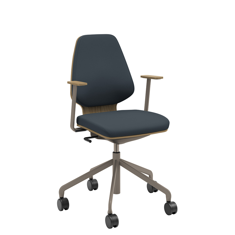 Råshult ek, armstöd, stativ champagne, tyg Cura Loop 66166